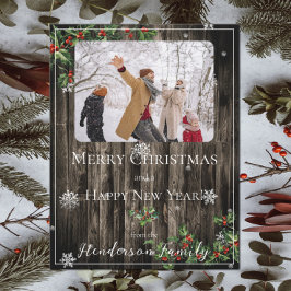 De Festividades Rustic Holly Branches Flat Holiday Cartão com foto