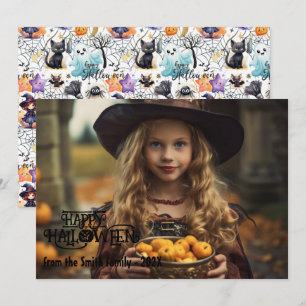 De Festividades Saudações do Feliz Halloween Cartão com fotos Seas