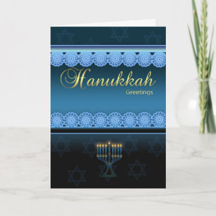 De Festividades Saudações Hanukkah - Na moda azul - Cartão Chan
