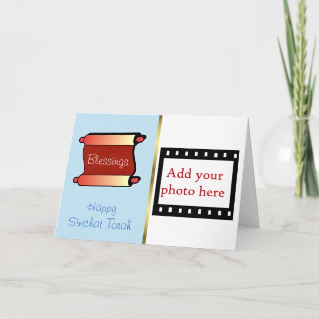 De Festividades Simchat Torah Cartão com fotos feriado judeu (Frente)