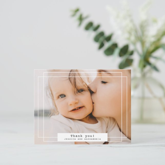 De Festividades Simples Quadro Branco Duplo Obrigado Cartão com fo (Em pé/Frente)