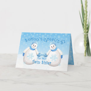 De Festividades Snowman Wonderland para o Cartão Irmã Twin