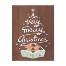 Tipografia Feliz Natal Rena Fofa Cartão Postal