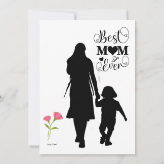 De Festividades Um cartão do Dia das Mães preto branco rosa