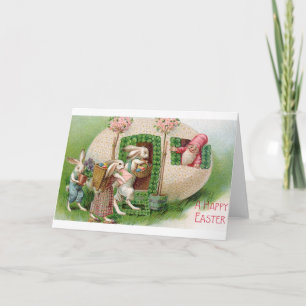 De Festividades Vintage Easter Bunnies E Cartão Gnomo