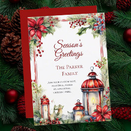 De Festividades Vintage Lantern Watercolor Cartão Natal