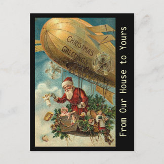 De Festividades Vintage Papais noeis Natal Blimp - cartão postal
