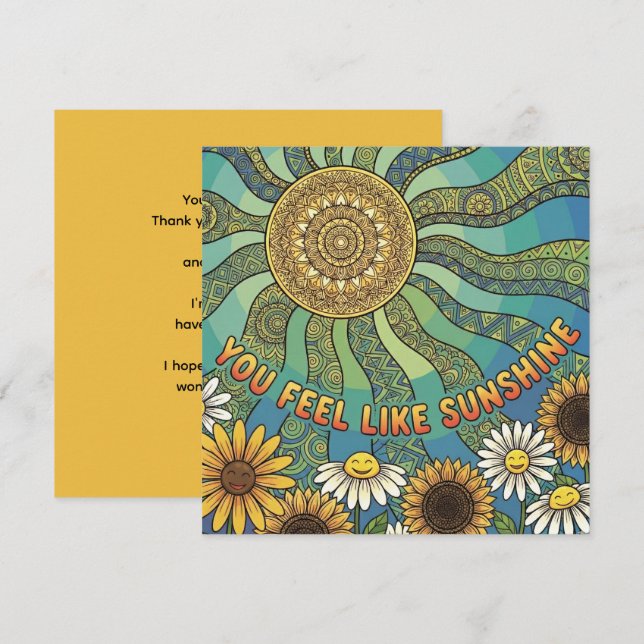 De Festividades Você Sente Como Luz do Sol Cartão Personalizado (Frente/Verso)
