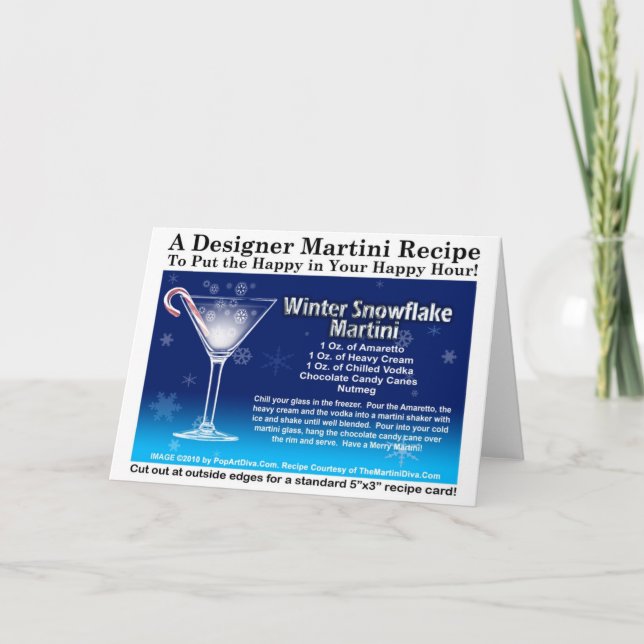 DE FESTIVIDADES WINTER SNOWFLAKE MARTINI RECIPE GREEETING CARTÃO (Frente)