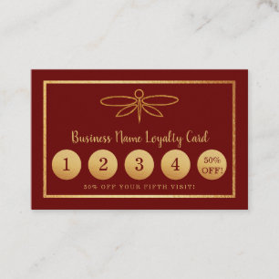 De Fidelidade Dragonfly Gold Foil - Cartão Lealdade