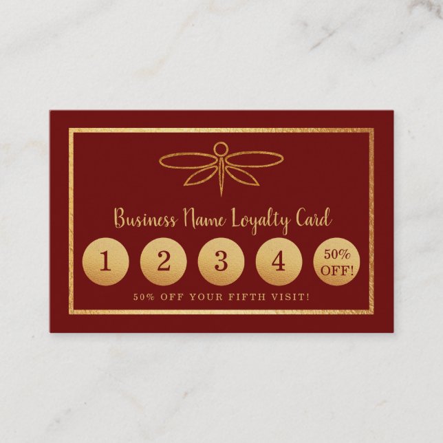 De Fidelidade Dragonfly Gold Foil - Cartão Lealdade (Frente)