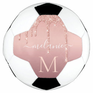 De Futebol Personalizar o seu nome - Letra Rosa Dourada Bola 