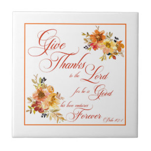 Dê Graças ao Senhor outono aquarela floral Ce