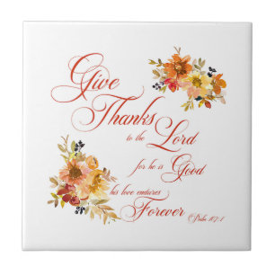 Dê Graças ao Senhor outono floral aquarela