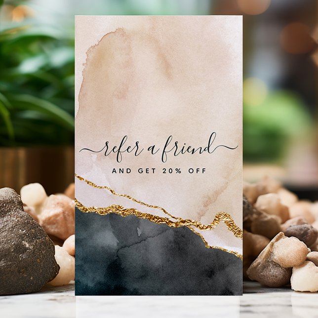 De Indicação Cartão Empresarial Mármore Água Rosa Dourado Preto (Criador carregado)