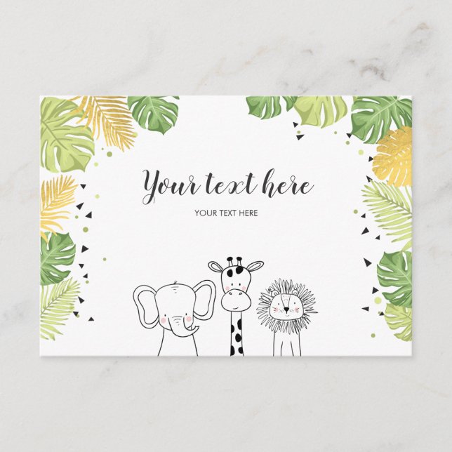 De Informações Animais Safari Zoo Selvagem Inserir Cartão Selvage (Frente)