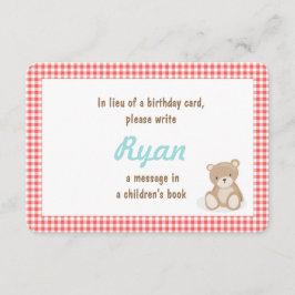 De Informações Aniversário Traga um livro Teddy Bear com cartão v