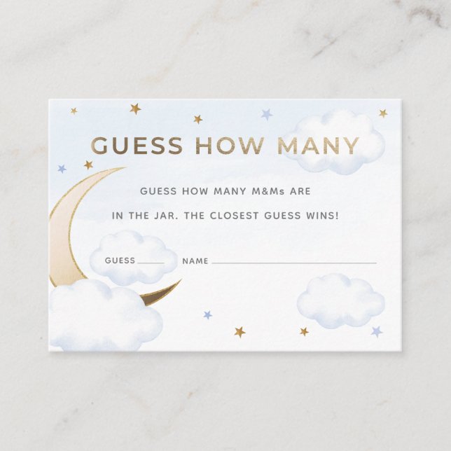 De Informações Cartão Azul Acima da Lua - Adivinhe Quantos Doces (Frente)