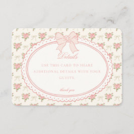 De Informações Cartão Beige com Detalhes Florais Vintage Chique