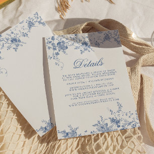 De Informações Cartão com detalhe floral Jouz azul vintage elegan