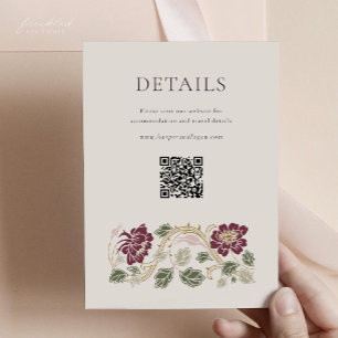 De Informações Cartão com detalhes florais em burgundy Art Nouvea