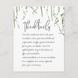 De Informações Cartão do receptáculo com detalhes da vinha verde