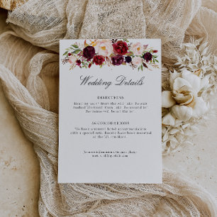 De Informações cartão dos detalhes do casamento floral com burgu