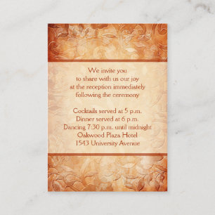 De Informações Cartão floral alaranjado e do marfim da recepçã