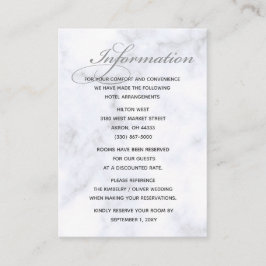 De Informações Cartão Marble Wedding Details