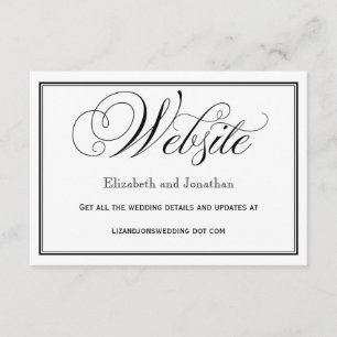 De Informações Cartão preto e branco do Web site do casamento do