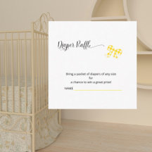 Cartão Raffle Fralda Gingham Amarelo Quadrado