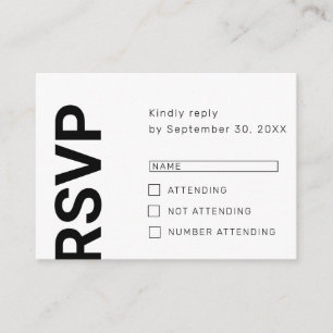 De Informações Cartão RSVP branco simples, letras em negrito mí