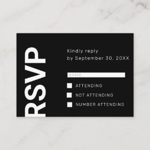 De Informações Cartão RSVP preto-e-branco minimalista