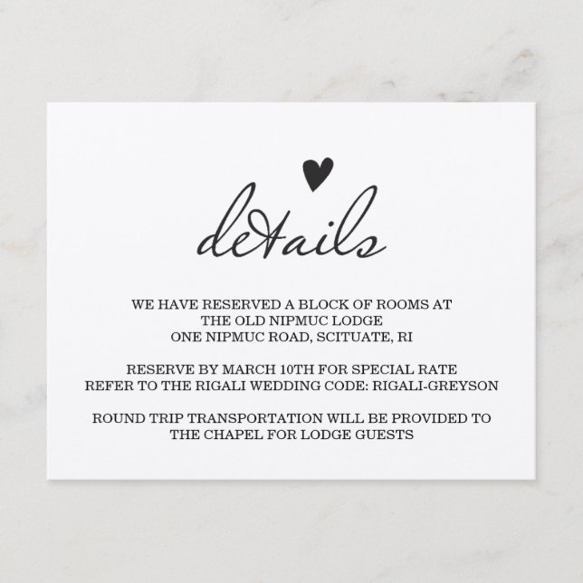 De Informações Cartão RUSTIC WEDDING (Frente)