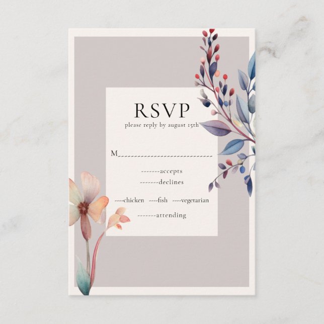 De Informações Clássica Azul Deixou Cartão RSVP (Frente)