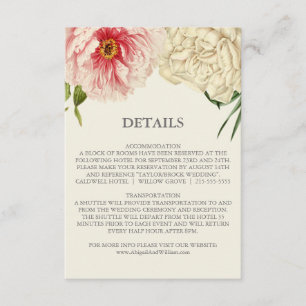 De Informações Inglês Blooms Detalhes do Casamento Inserir Cartão