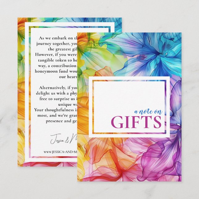 De Informações Nota sobre o cartão GIFTS Bloom Eteal (Frente/Verso)