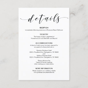 De Informações O casamento elegante bonito detalha o cartão do