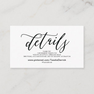 De Informações O Web site bonito do casamento detalha o cartão d