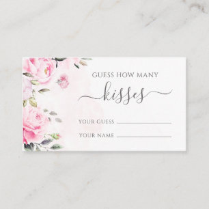 De Informações Pink Peony Floral Adivinha Quantos Kisses - Cartão