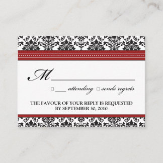 De Informações ::sarah: Cartão RSVP Casado Damask 3,5"x2,5"