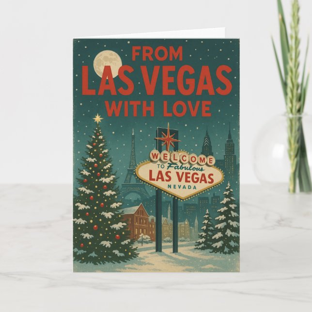 De Las Vegas Com Cartão De Férias Dobrado Com Amor (Frente)