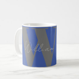 dê-lhe Monograma nome cinza azul caneca