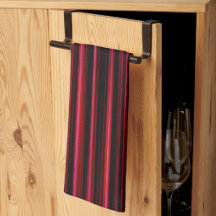 Abstrato Red Strips na Toalha da Cozinha Negra