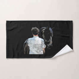 De Mão Homem Segurando Toalha Escura Horse
