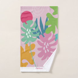 De Mão toalha personalizada primeiro nome moderno floral