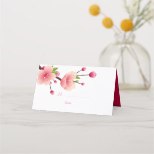 De Mesa Cartão floral branco cor-de-rosa com flor cereja