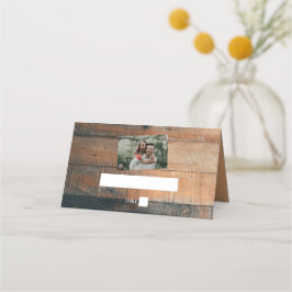 De Mesa Cartão Rustic Wood Photo Weding Place