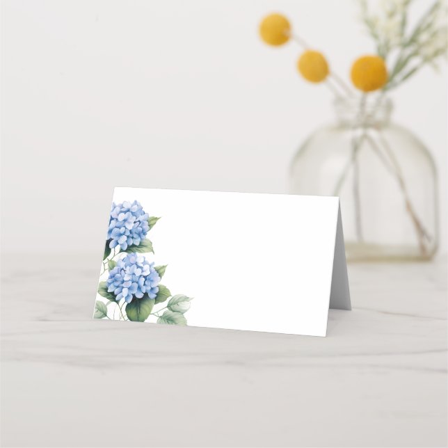 De Mesa Nome dobrado Inserir Hydrangeas Azuis do Cartão (Frente)
