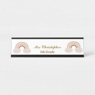 De Mesa Placa Personalizada Arco-íris Nome Professor Nota
